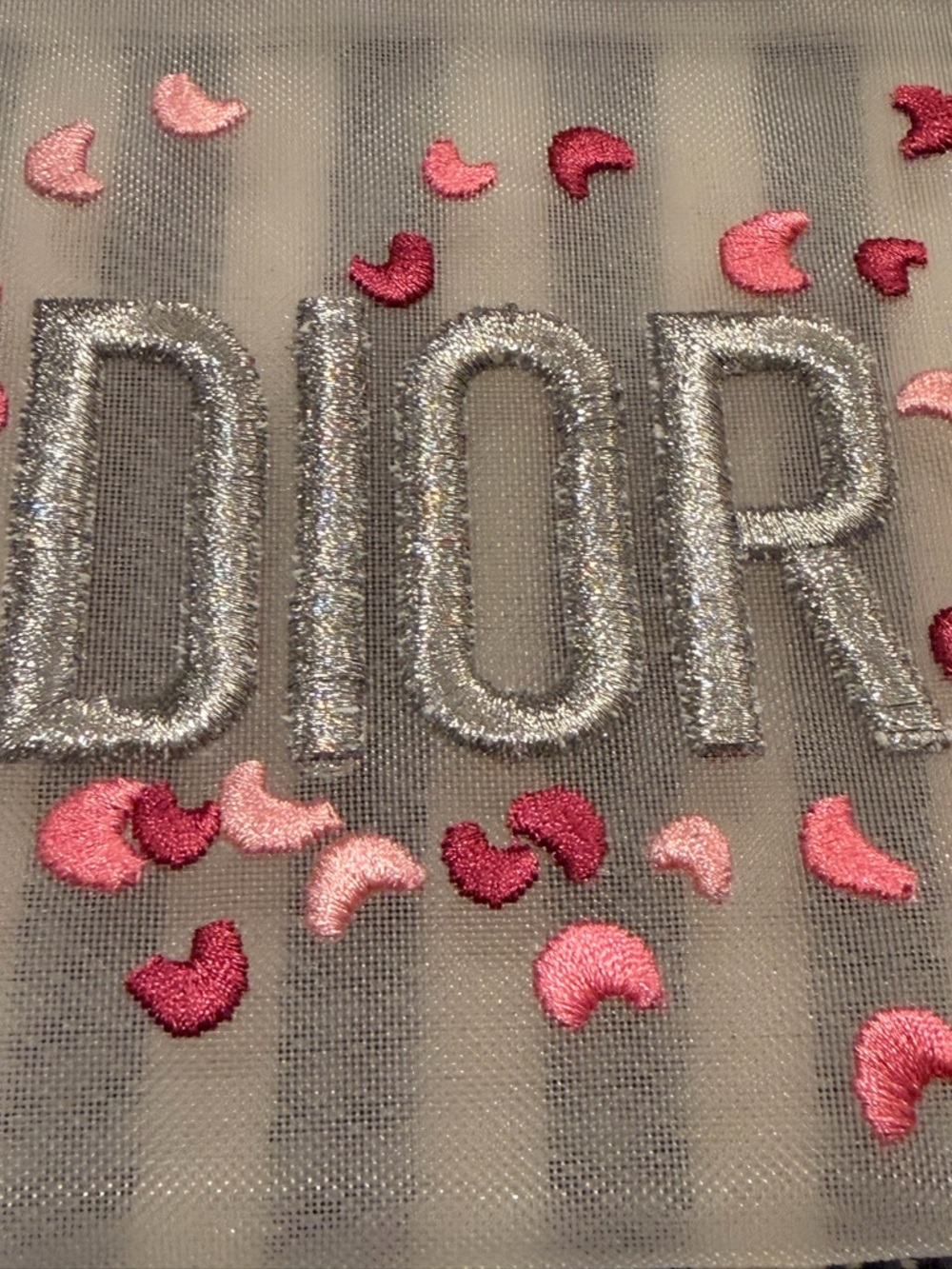DIOR Beauty White Mesh Pouch with Pink Confetti Embroidery 🌷🌷🌷 - Picture 3 of 7
